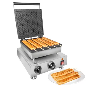 AP-515 Waffle Stick Maker | 5 Flat Waffles | Checkered Pattern | Nonstick