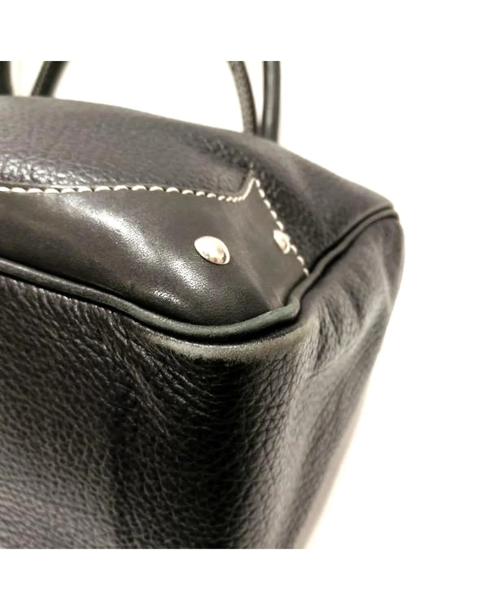 Authentic Black Leather Handbag from Ginza Yoshinoya