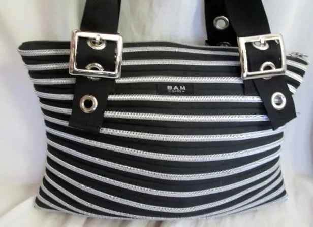 BAM BAGS BAMBAGS The Original ZIPPURSE shoulder bag messenger crossbody purse tote BLACK M