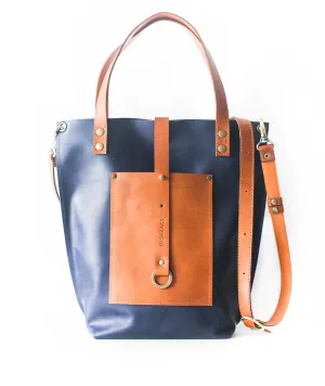 Blue w/Brown Leather tote