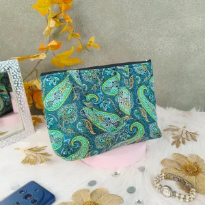 Bristlefront everyday handy bag Green color with Paisley Prints Design