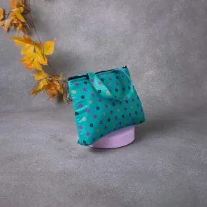 Bristlefront everyday handy bags Green Colour with Black Pink and Gold Dots Design.