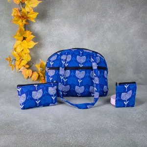 Bristlefront Everyday Tote Combo Blue with White Big Flower Design