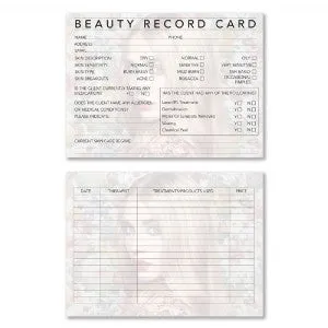 Dateline Professional Beauty Therapy Record Card - 100pc