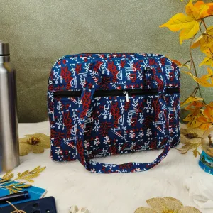 Everyday Tote Dark Blue with Red Tribal Prints Design