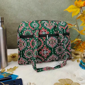 Everyday Tote Green with Damask Prints Design