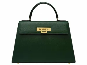 Fonteyn Large Dolomite Pebble Print Calf Leather Handbag - Dark Green