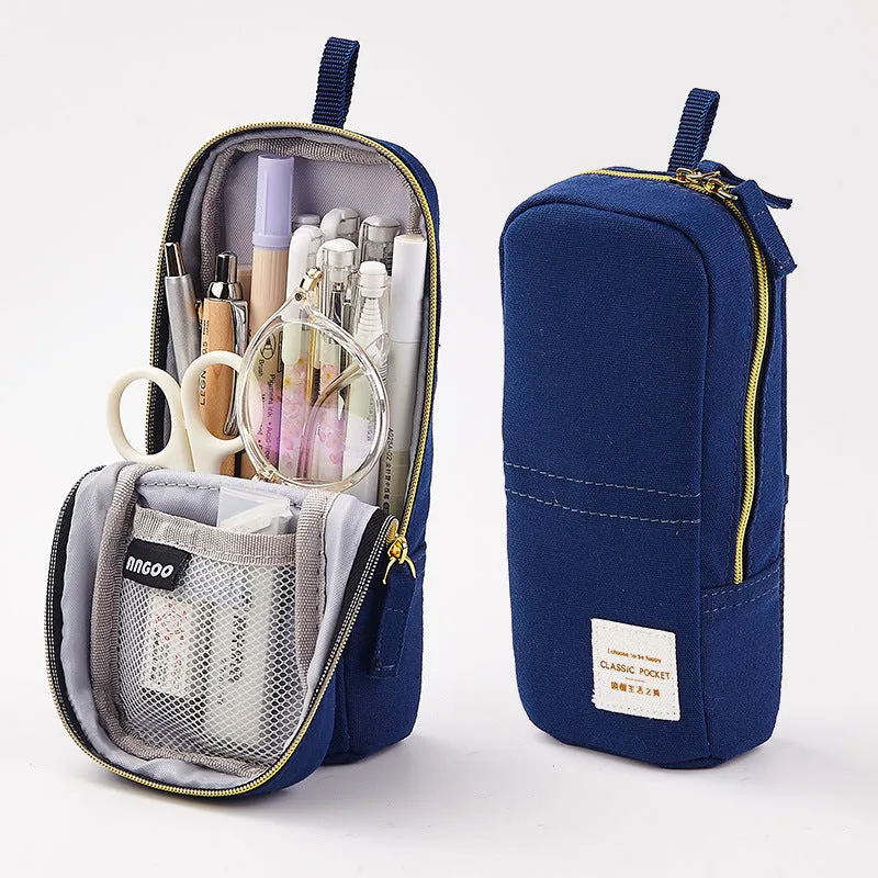 Large Capacity Multifunctional Mobile Phone Holder Pencil Case Canvas Pen Bag Pencil Case