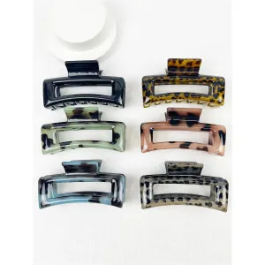 Leopard Cut Out Rectangle Hair Clips