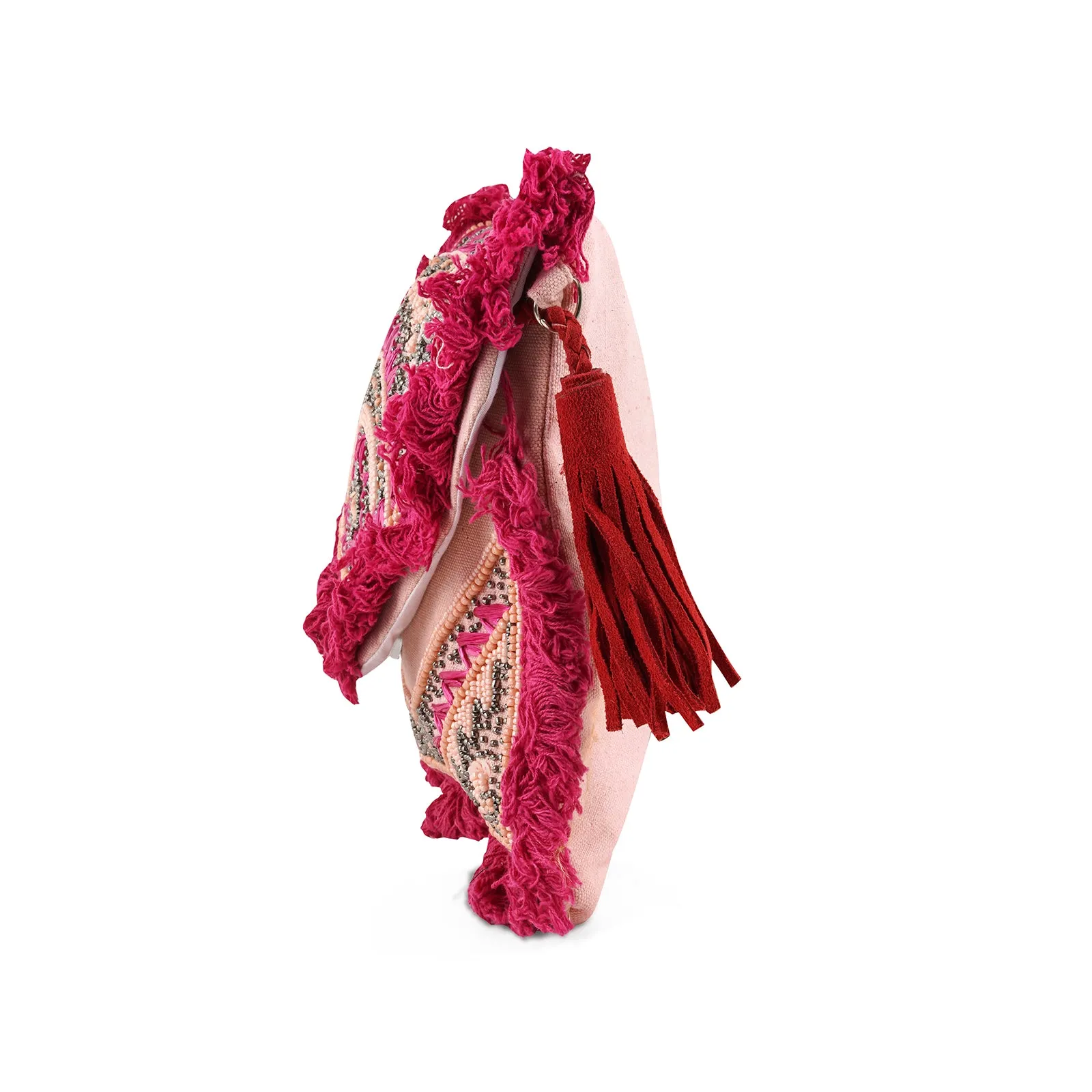 Pink Pixie Dust Tassel and Beads Banjara Bag