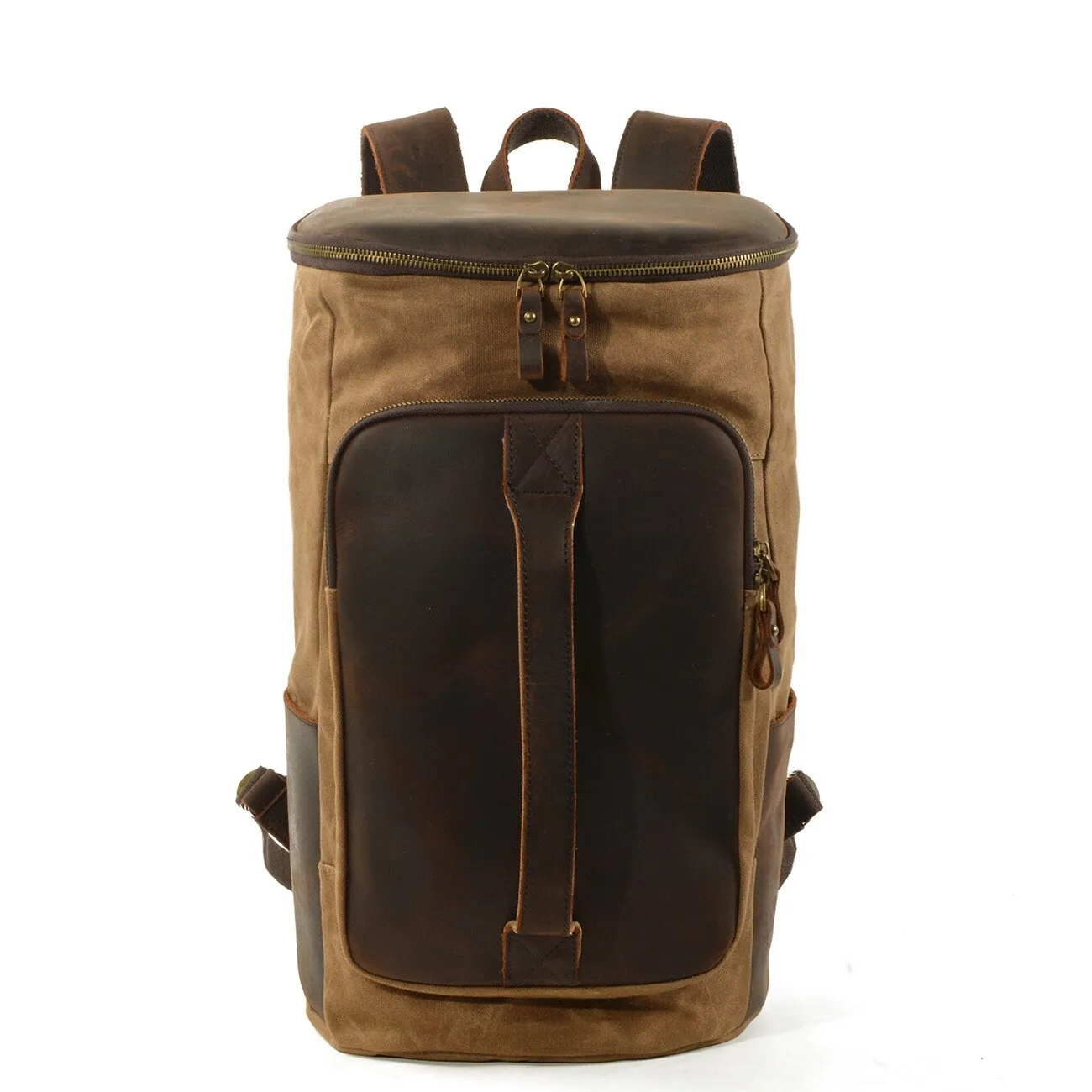 Retro Cylindrical Travel Laptop Communting Canvas Backpack Bag