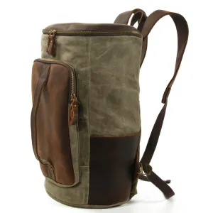 Retro Cylindrical Travel Laptop Communting Canvas Backpack Bag