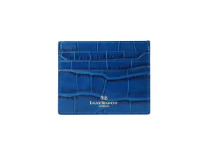 Single Card Holder Orinoco 'Croc' Print Calf Leather - Cobalt