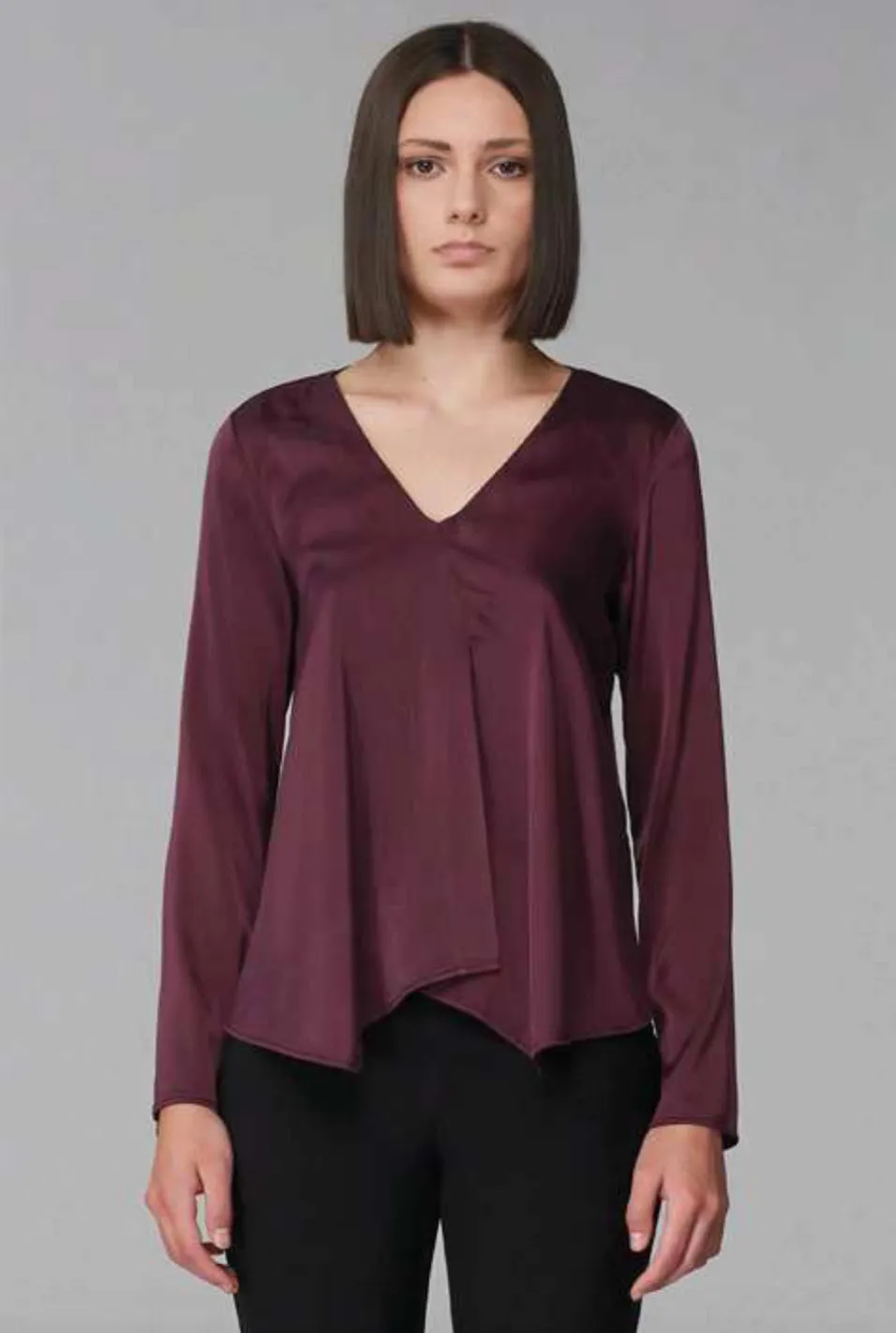 Transit Par Such Silk Drape Top in Burgundy