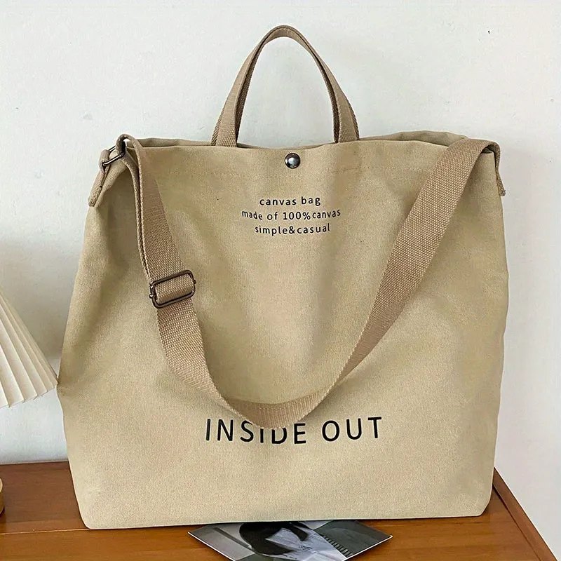 Womens Stylish Letter Canvas Tote Spacious  Versatile Travel Companion